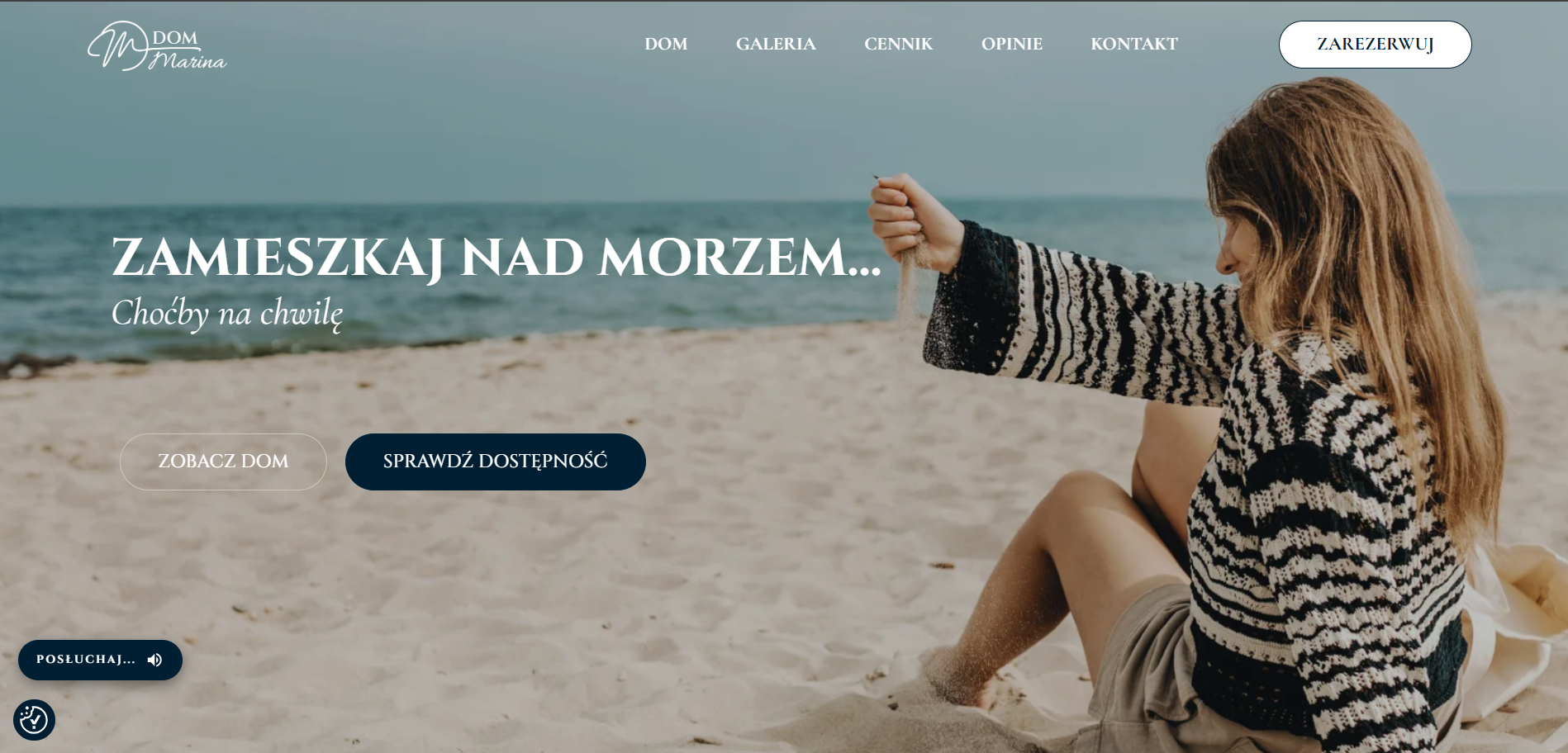 Pełny widok strony głównej Dom Marina