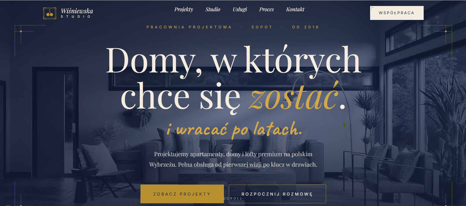 Hero strony Wiśniewska Studio